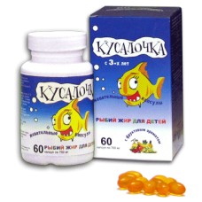 Рыбий жир кусалочка для детей 60 капсул жевательные Рыбий жир кусалочка для детей 60 капсул жевательные