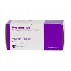 Аугментин порошок для внутривенного введения 1000 мг плюс 200 мг 10 фл Аугментин порошок для внутривенного введения 1000 мг плюс 200 мг 10 фл