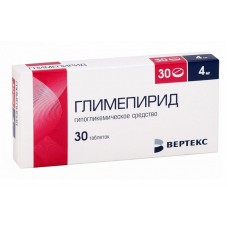 Глимепирид вертекс 4 мг 30 табл Глимепирид вертекс 4 мг 30 табл