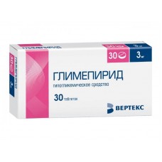 Глимепирид вертекс 3 мг 30 табл Глимепирид вертекс 3 мг 30 табл