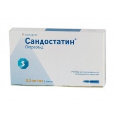 Сандостатин раствор для инъекций 100 мкг/мл 1 мл 5 амп Сандостатин раствор для инъекций 100 мкг/мл 1 мл 5 амп